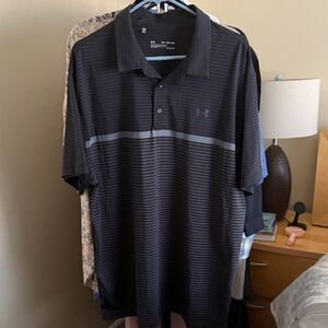 Under Armour Men's Striped Black Polo Shirt 2XL
